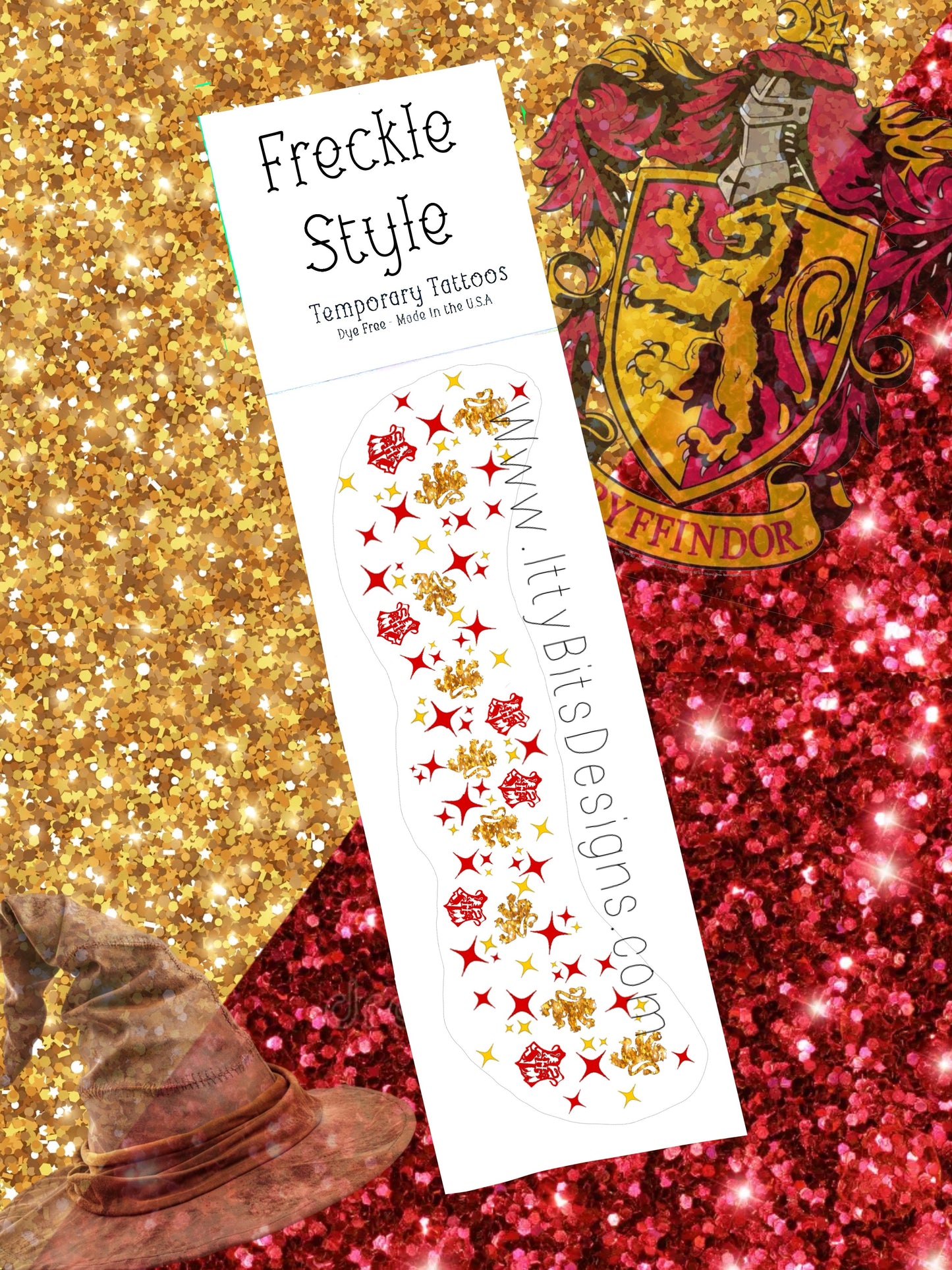 Red & Gold Potter House Face Freckle Temporary Tattoos