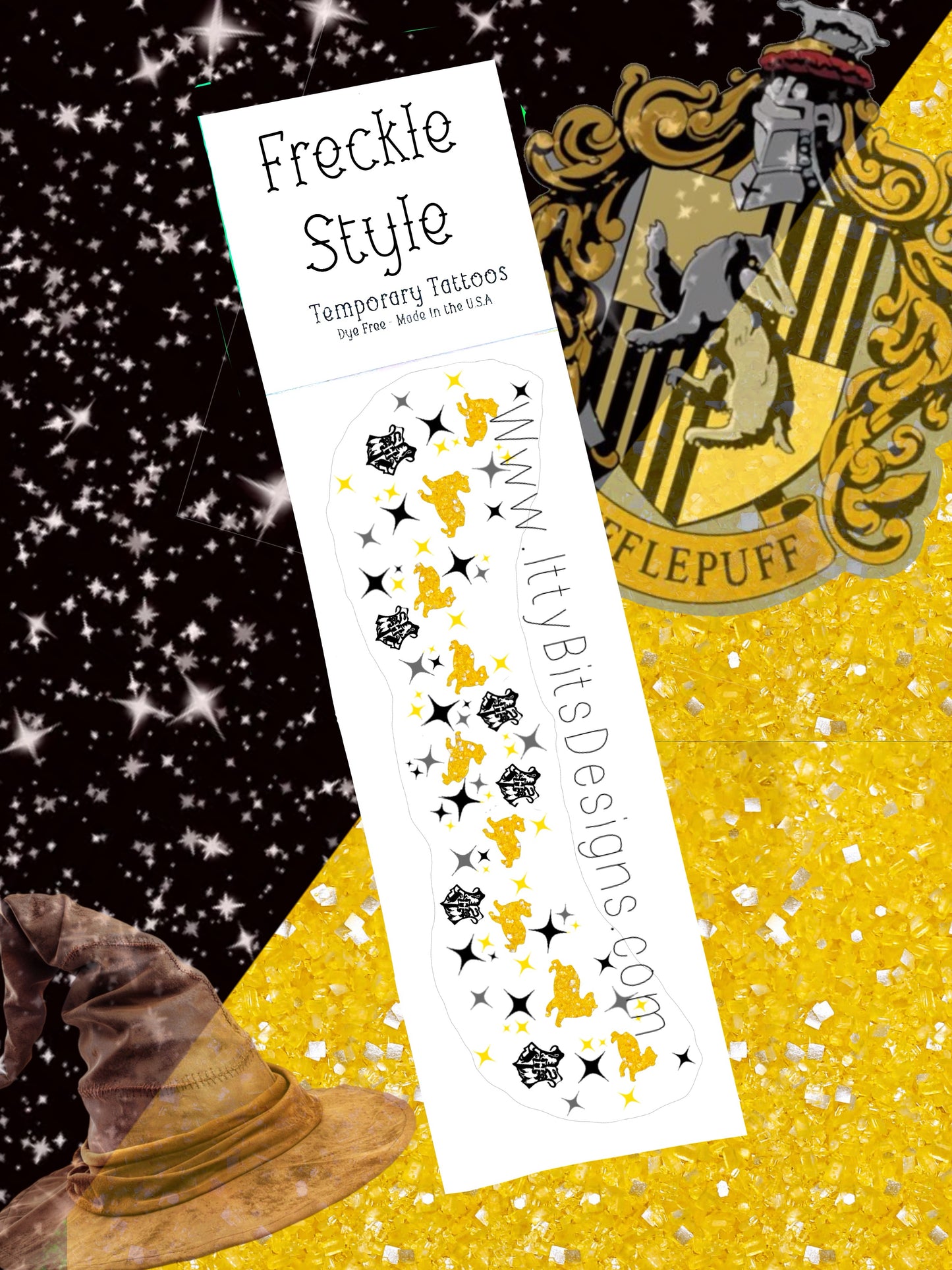 Yellow Potter House Face Freckle Temporary Tattoos