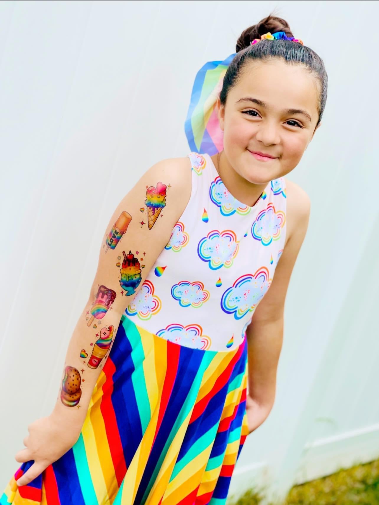 Rainbow Love Ice Cream Tattoo Set