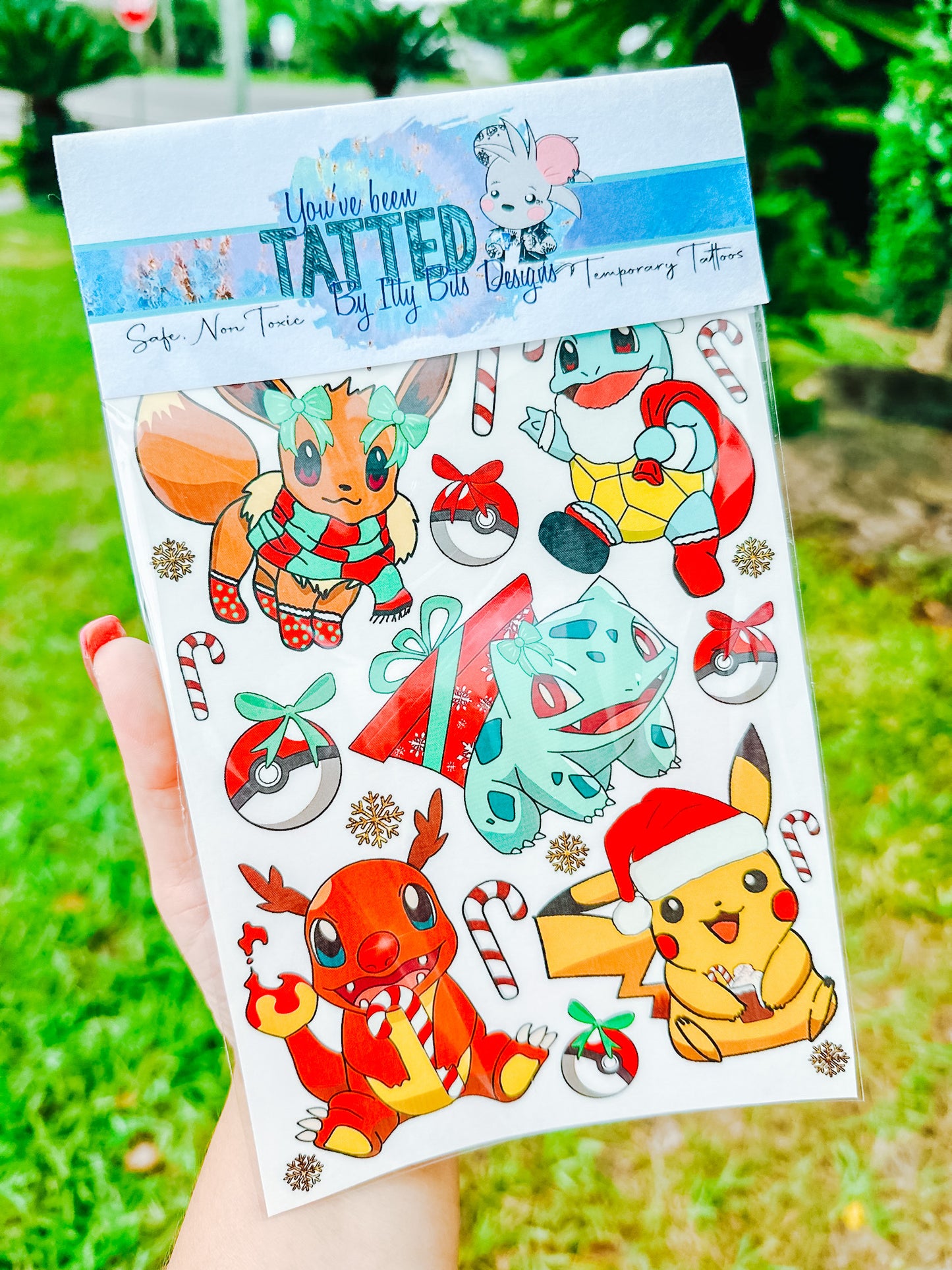 Poke Monsters Christmas Tattoo Pack