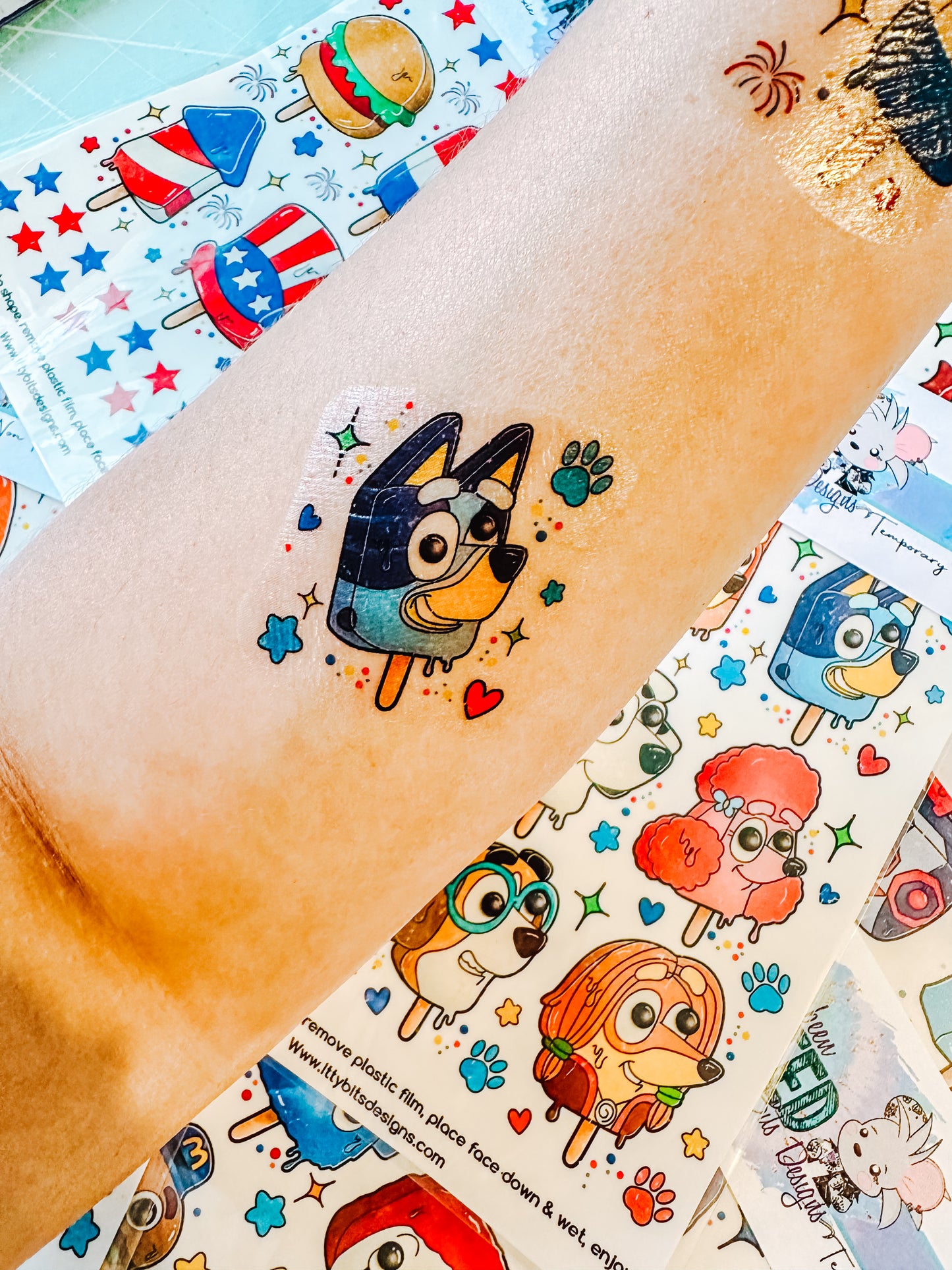 Blue Pup Pops Tattoo Set