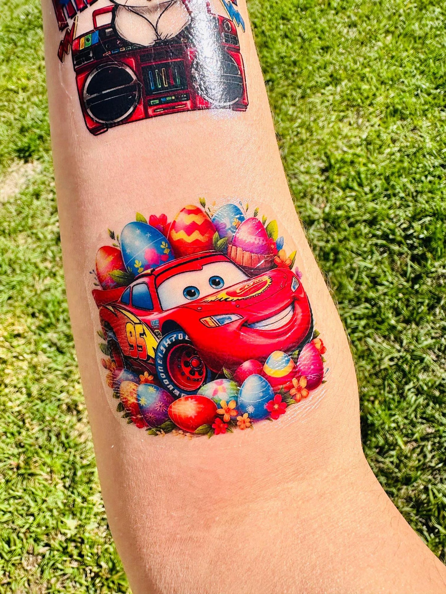 Easter Race Car Half Sleeve tattoo