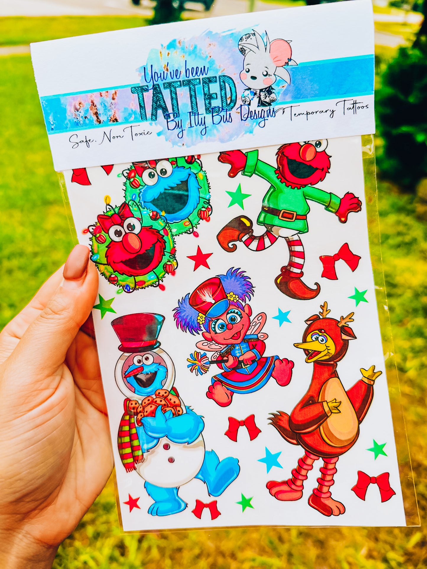 Christmas Sesame Friends Tattoo Pack