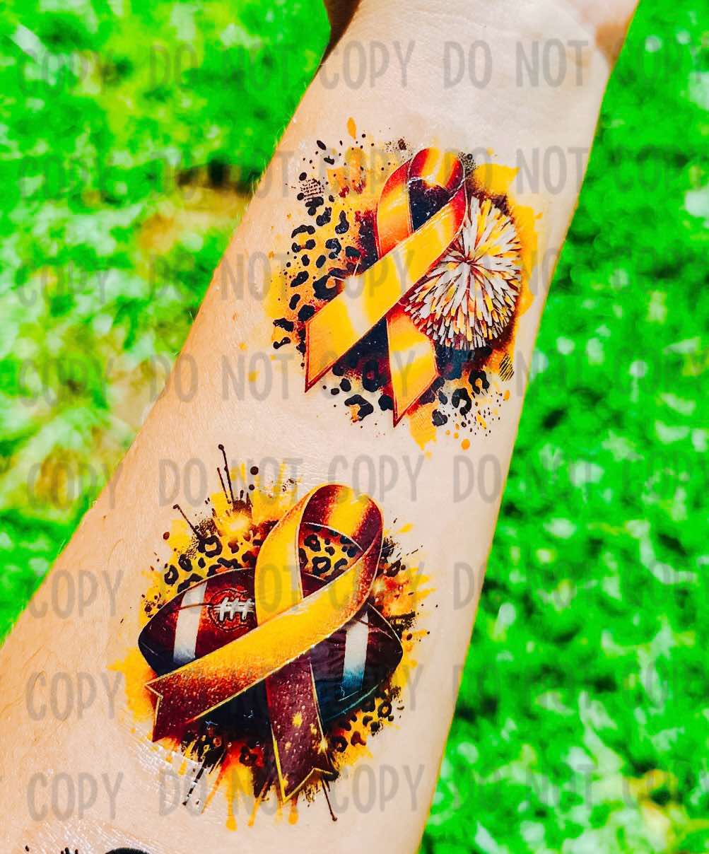 Sports Childhood Cancer Awareness Tattoos - Sheet of 35