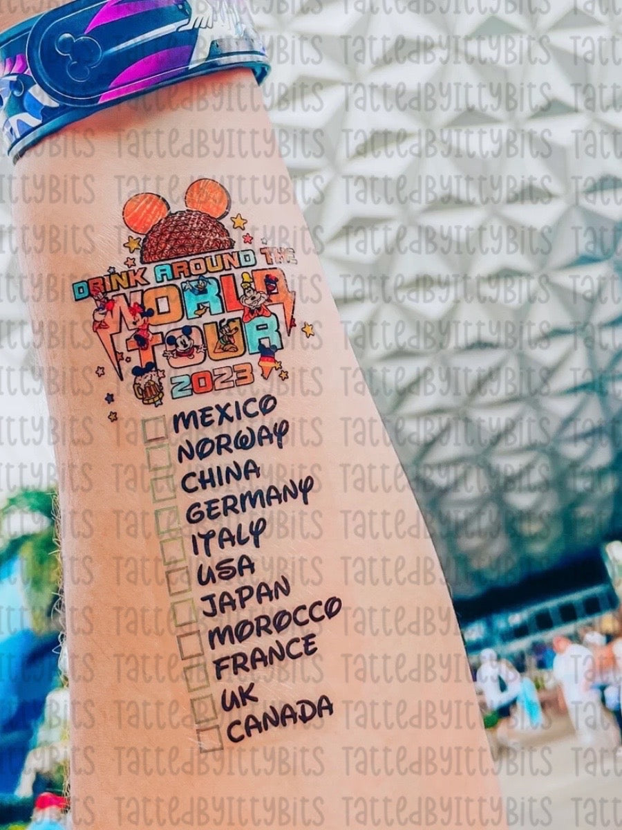 Drinking Around the World Tour Temporary Tattoo