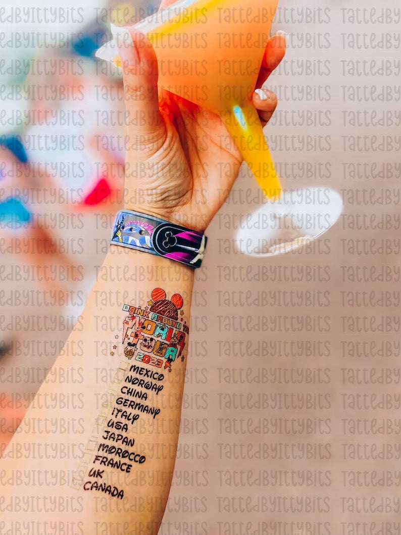 Drinking Around the World Tour Temporary Tattoo