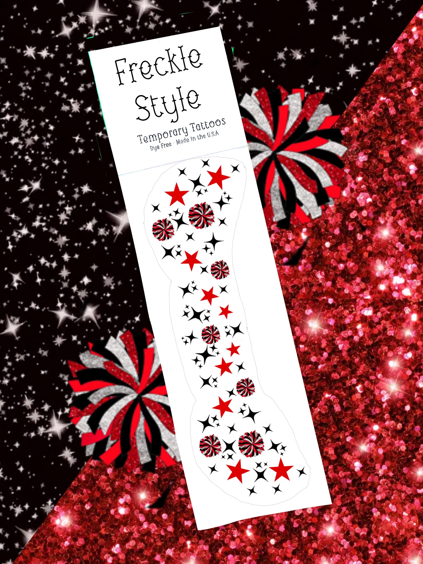 Cheer Pom Pom Face Freckle Temporary Tattoos