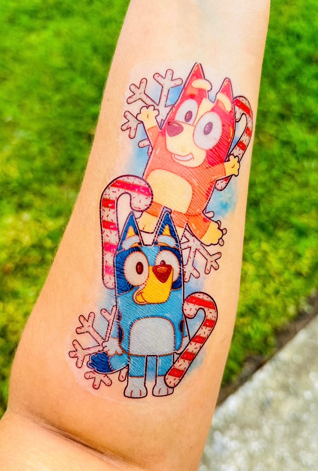 Blue Pup Christmas Half Sleeve tattoo