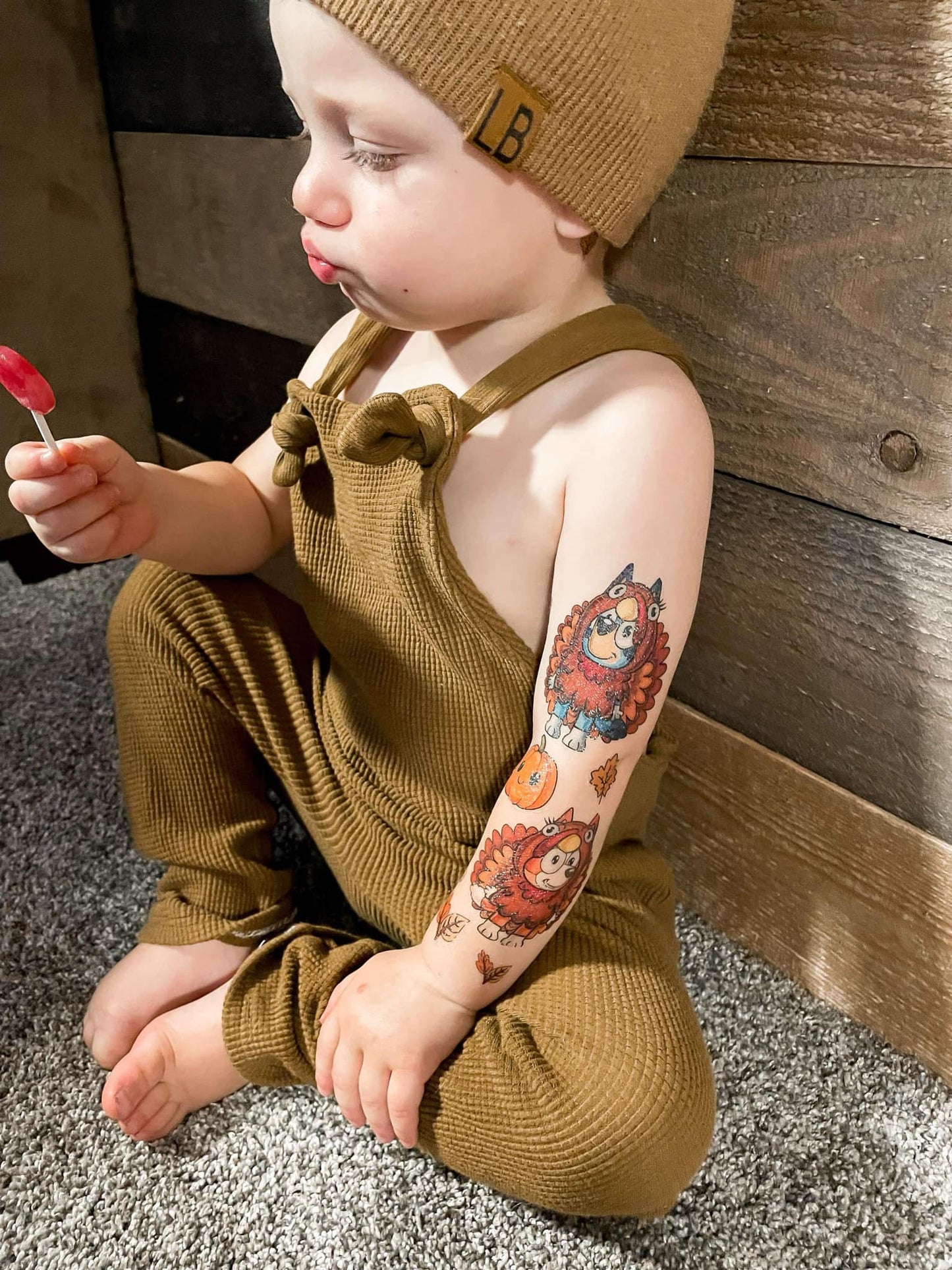 Blue Pup Thanksgiving Temporary Tattoo Set