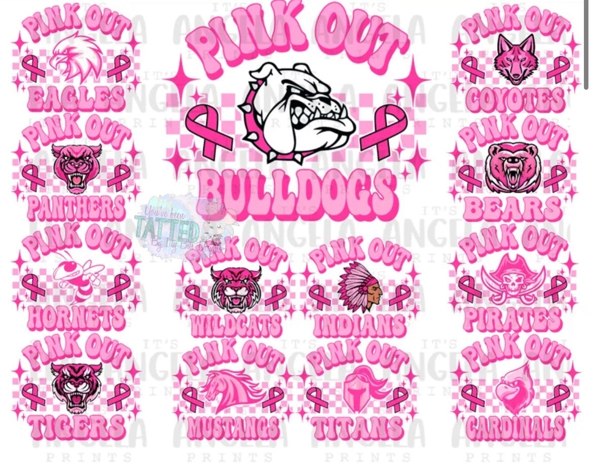 Mascot Pink Out Tattoos - Sheet of 35