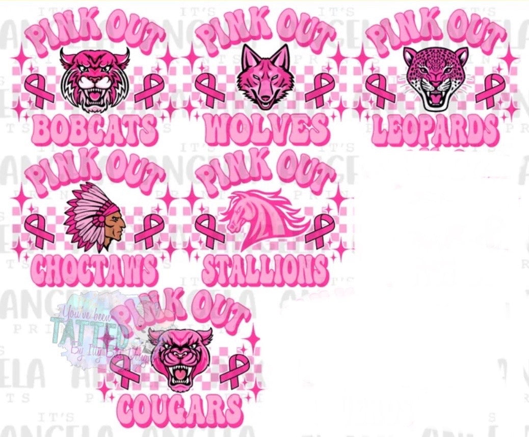 Mascot Pink Out Tattoos - Sheet of 35