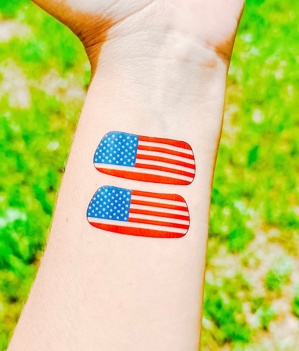 4th of July Flag Eyeblack Tattoos - Sheet of 24 Sets