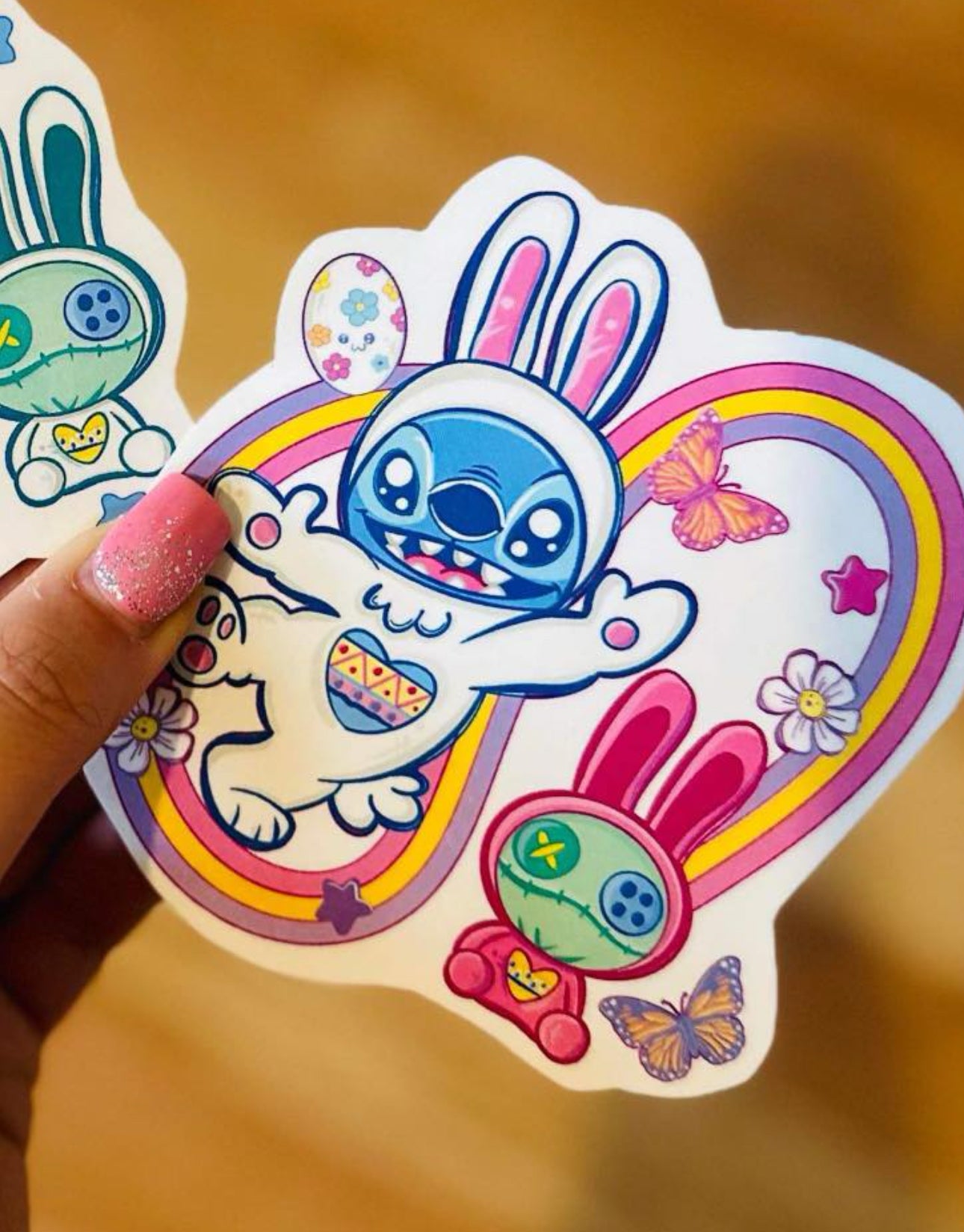 Pink Easter Bunny Alien Half Sleeve tattoo