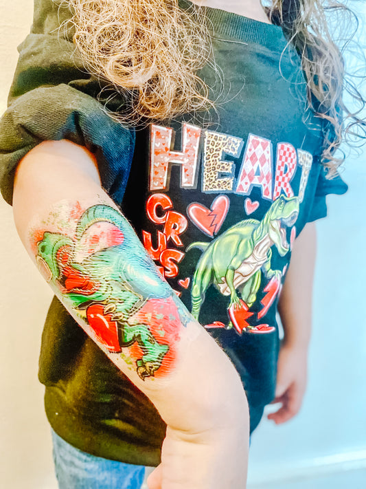 T-Rex Dinosaur Valentine Temporary Tattoo