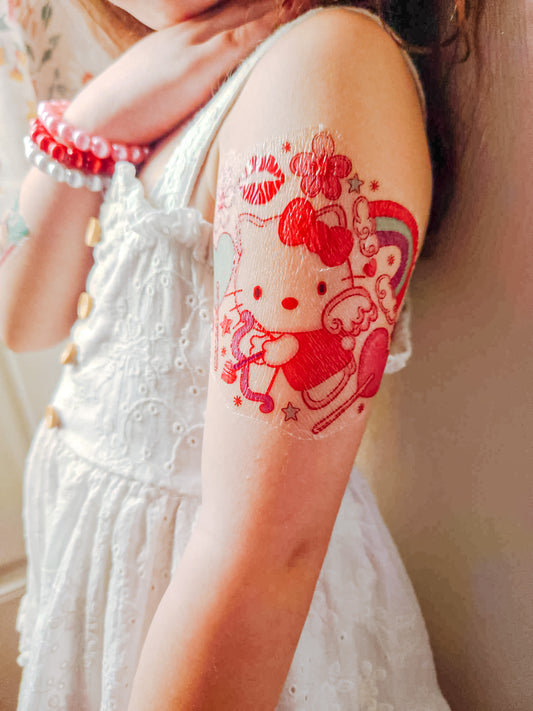Valentine Kitty Temporary Tattoo