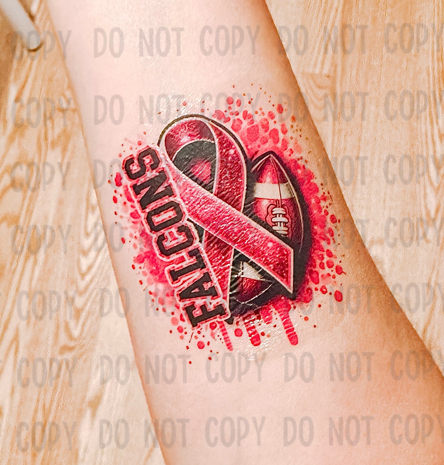 Football Mascot Pink Out Tattoos - Sheet of 35