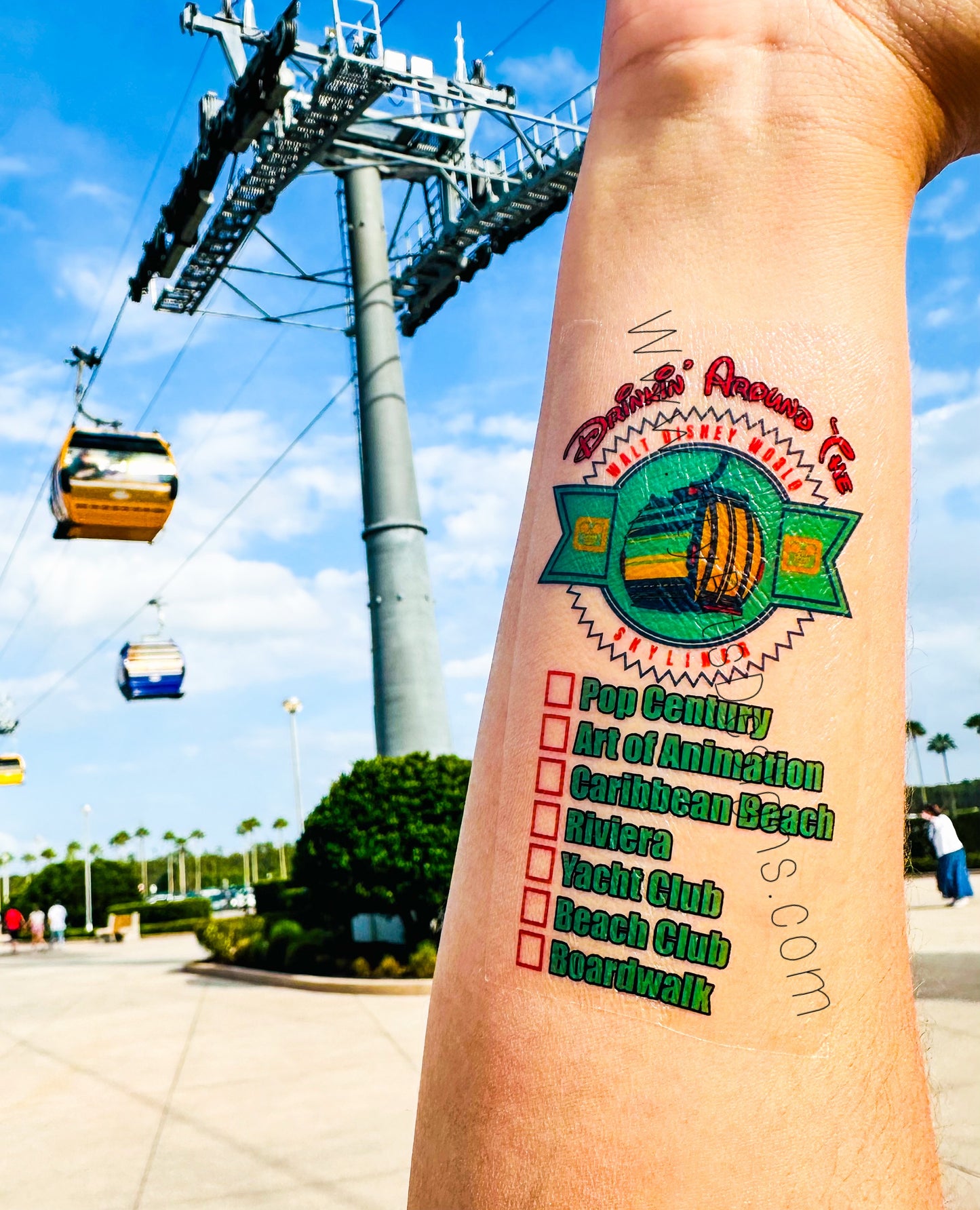 Drinking Around the Skyliner Temporary Tattoo - Skyliner Bar Crawl