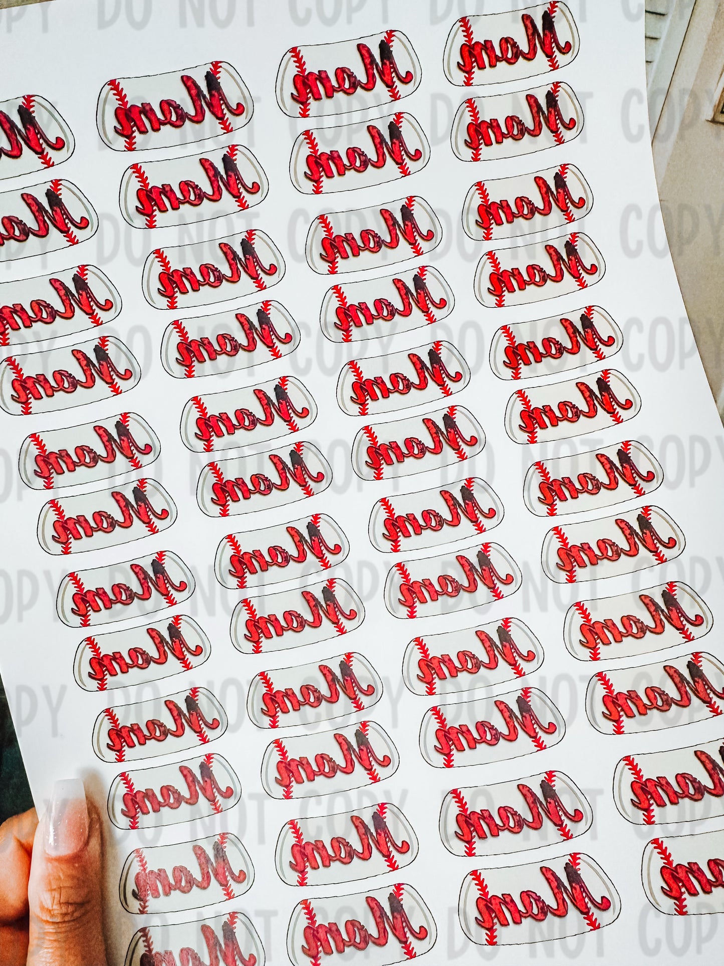 MOM Baseball Eyeblack Tattoos - Sheet of 24 Sets