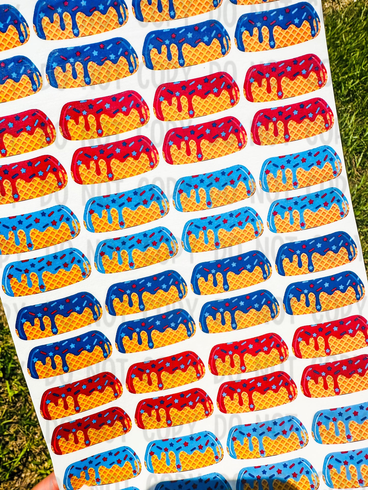 July 4th Ice Cream Drip Eyeblack Tattoos - Sheet of 24 Sets