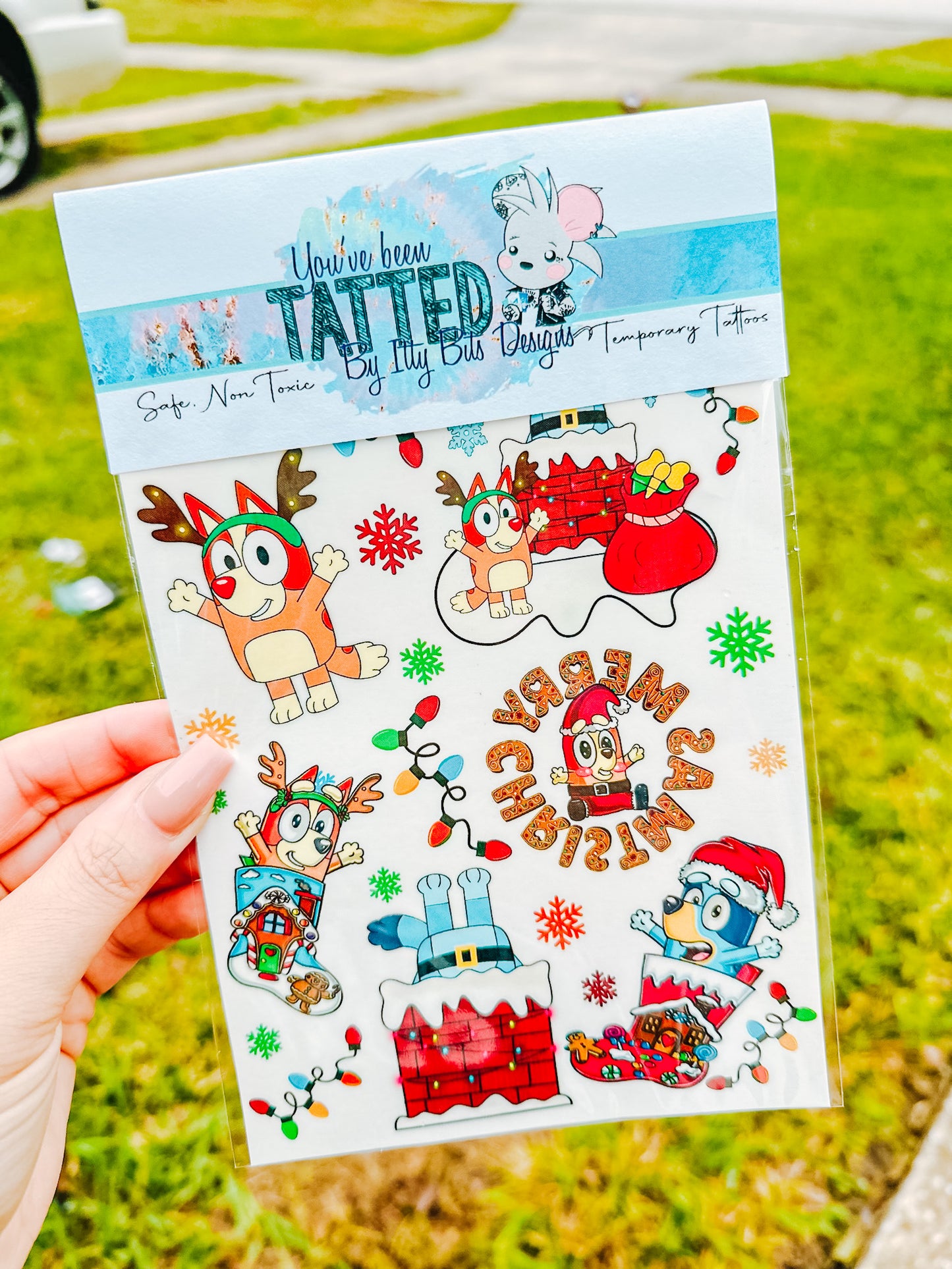 Blue Pup Christmas Tattoo Pack