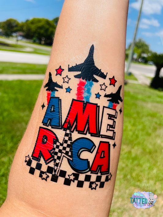 America Jets Half Sleeve tattoo