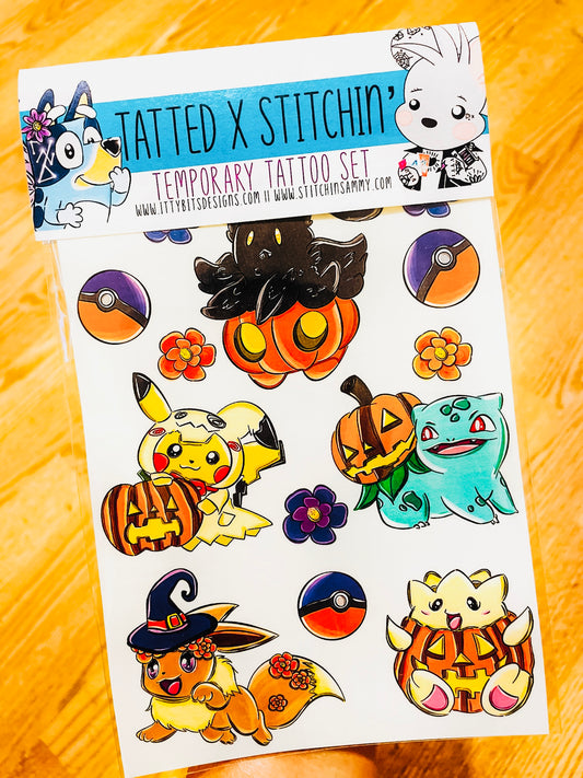 Spooky Poke Friends Tatted x Stitchin Sammy Tattoo Set