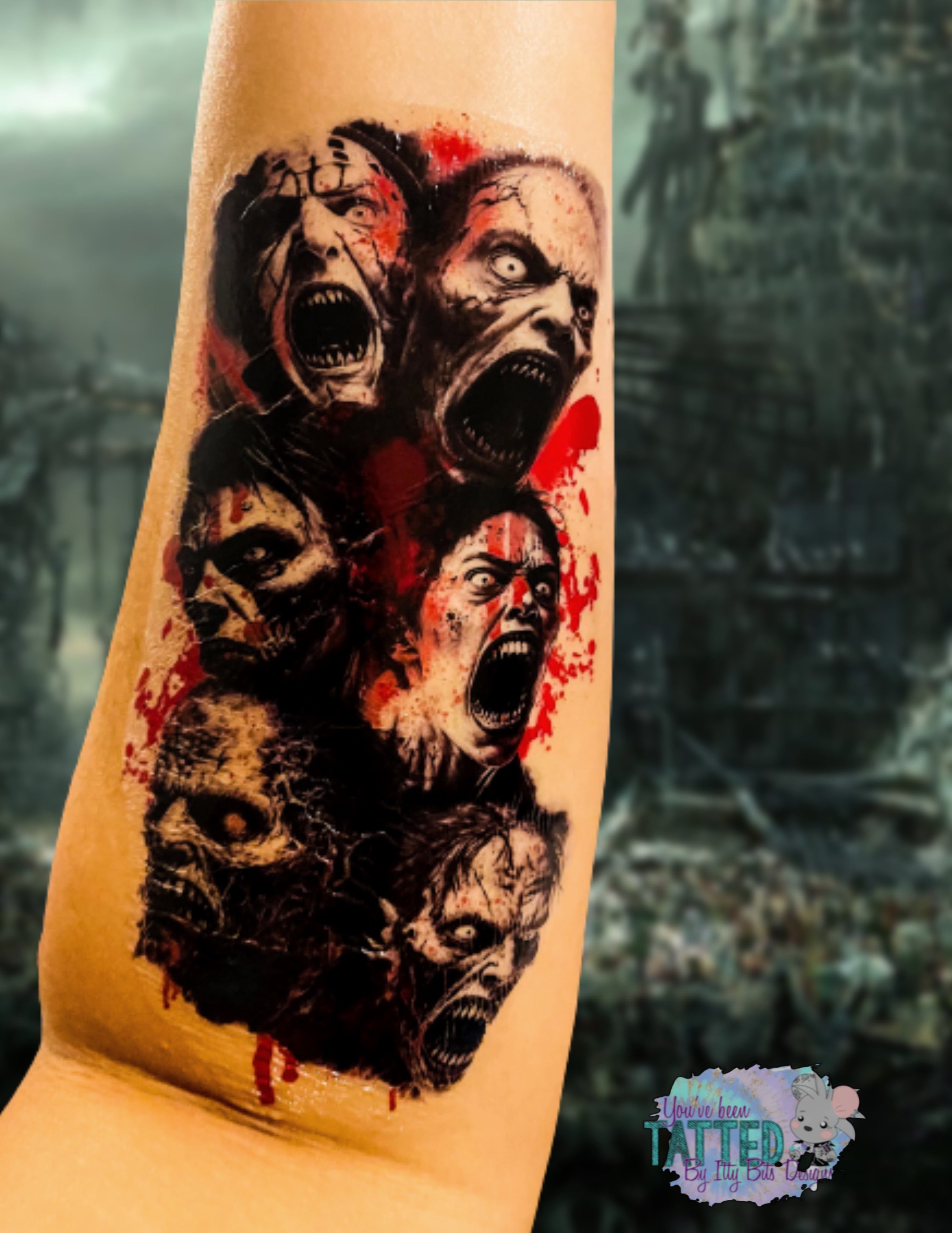 Bloody Zombies Half Sleeve tattoo – Itty Bits Designs