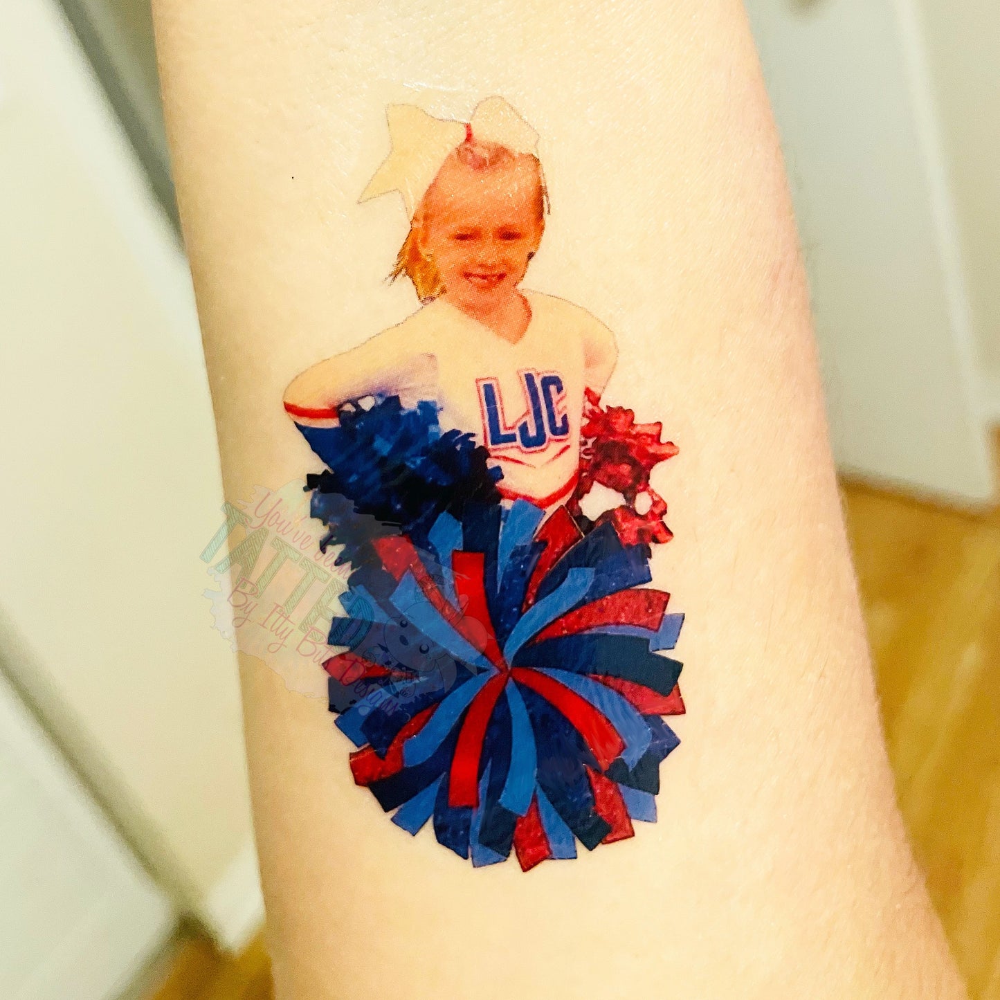 Cheer Pom Pom PHOTO Temporary Tattoo