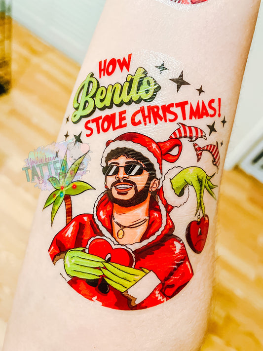 Benito Steals Christmas Temporary Tattoos