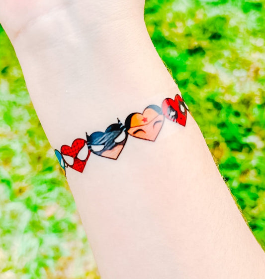 Superhero Hearts Valentine Bracelet Tattoo