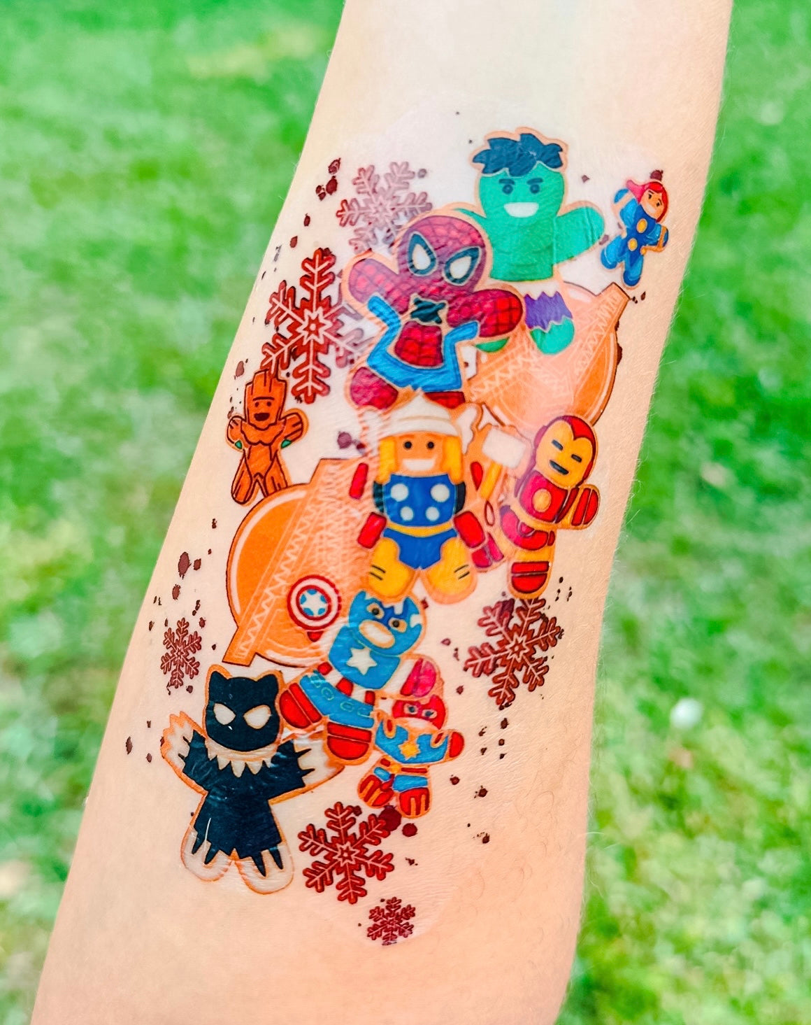 Gingerbread Superheroes Half Sleeve tattoo