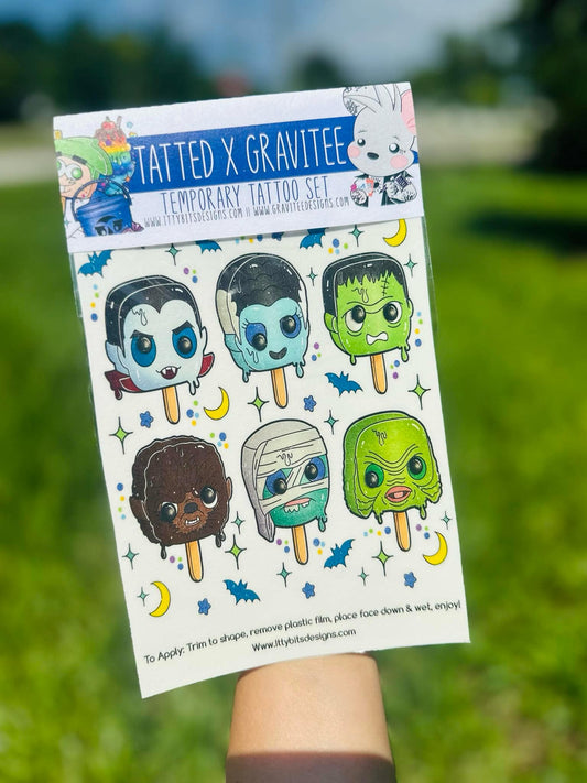 Spooky Villians Pops Tattoo Set