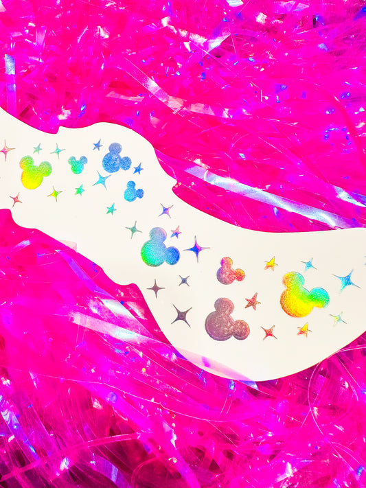 HOLOGRAPHIC Metallic Mouse Face Freckle Temporary Tattoos - Itty Bits Designs