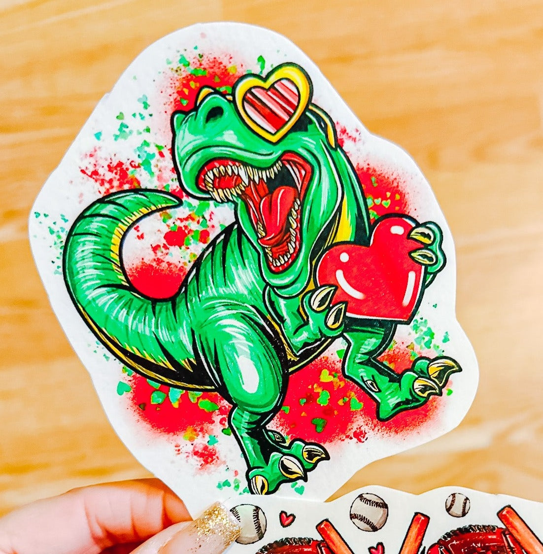 T-Rex Dinosaur Valentine Temporary Tattoo