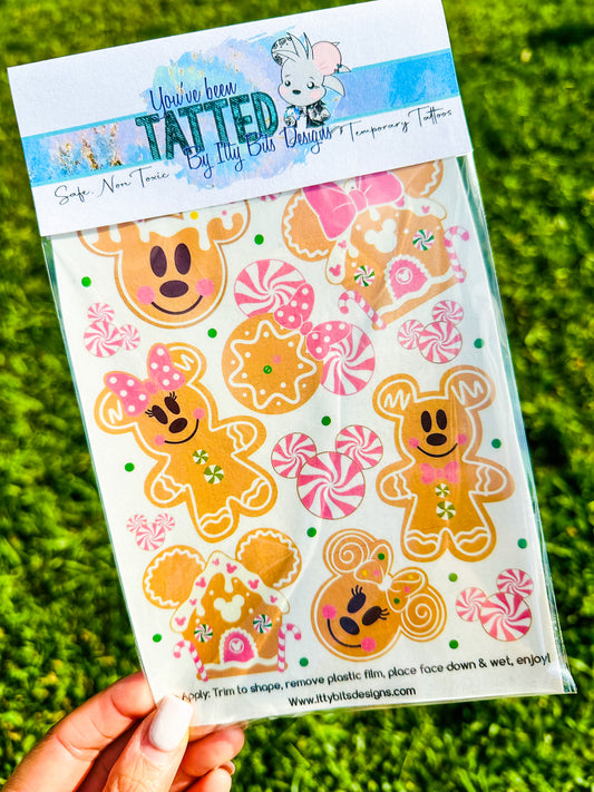 Gingerbread Christmas Mouse Tattoo Pack