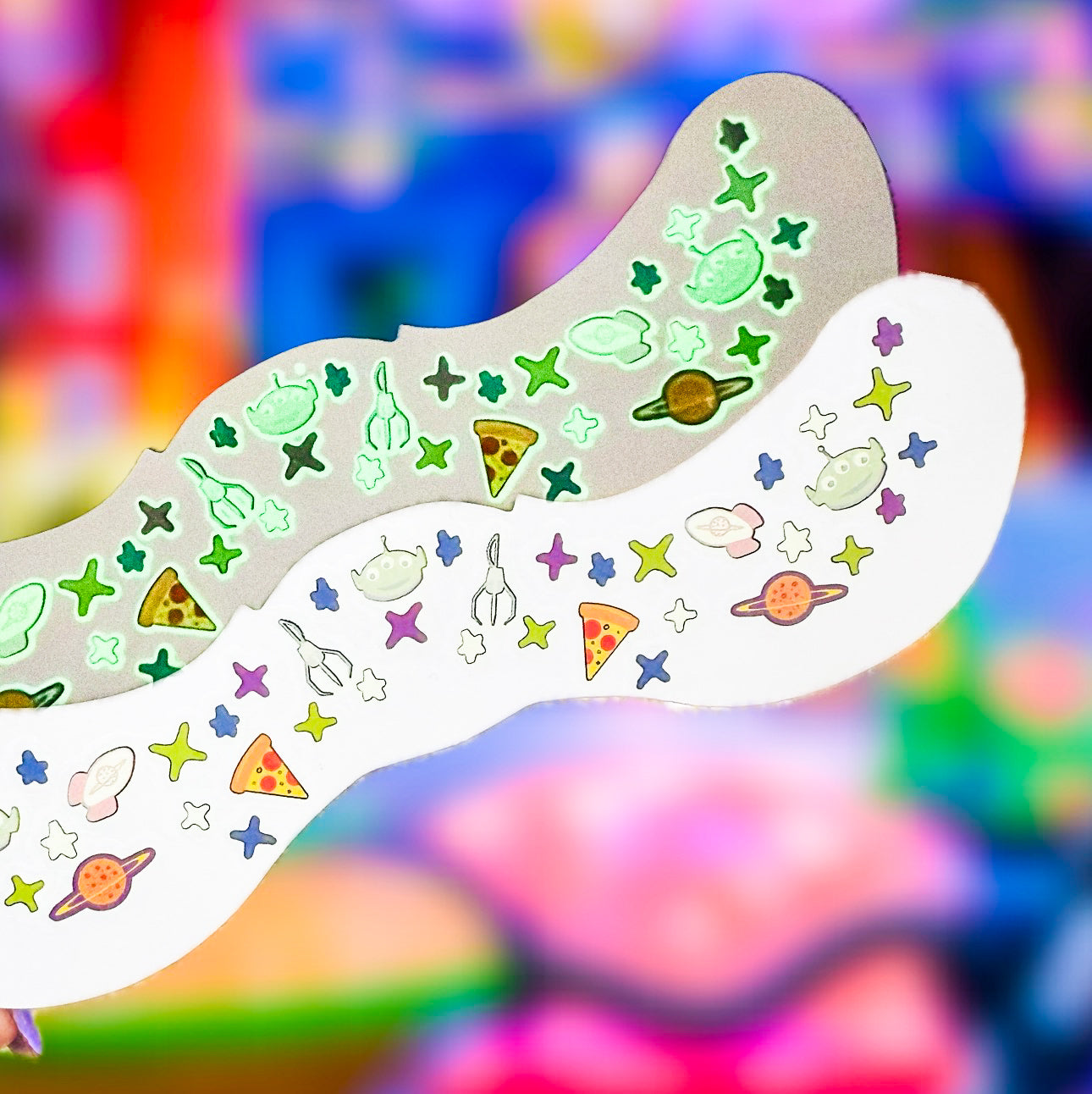 Pizza Aliens GLOW Freckle Temporary Tattoos