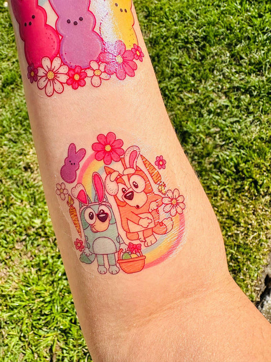 Easter Blue Pup Half Sleeve tattoo