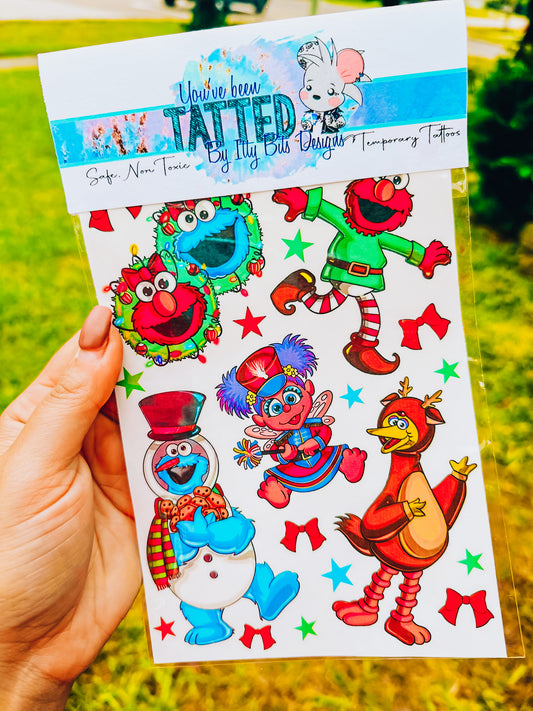 Christmas Sesame Friends Tattoo Pack