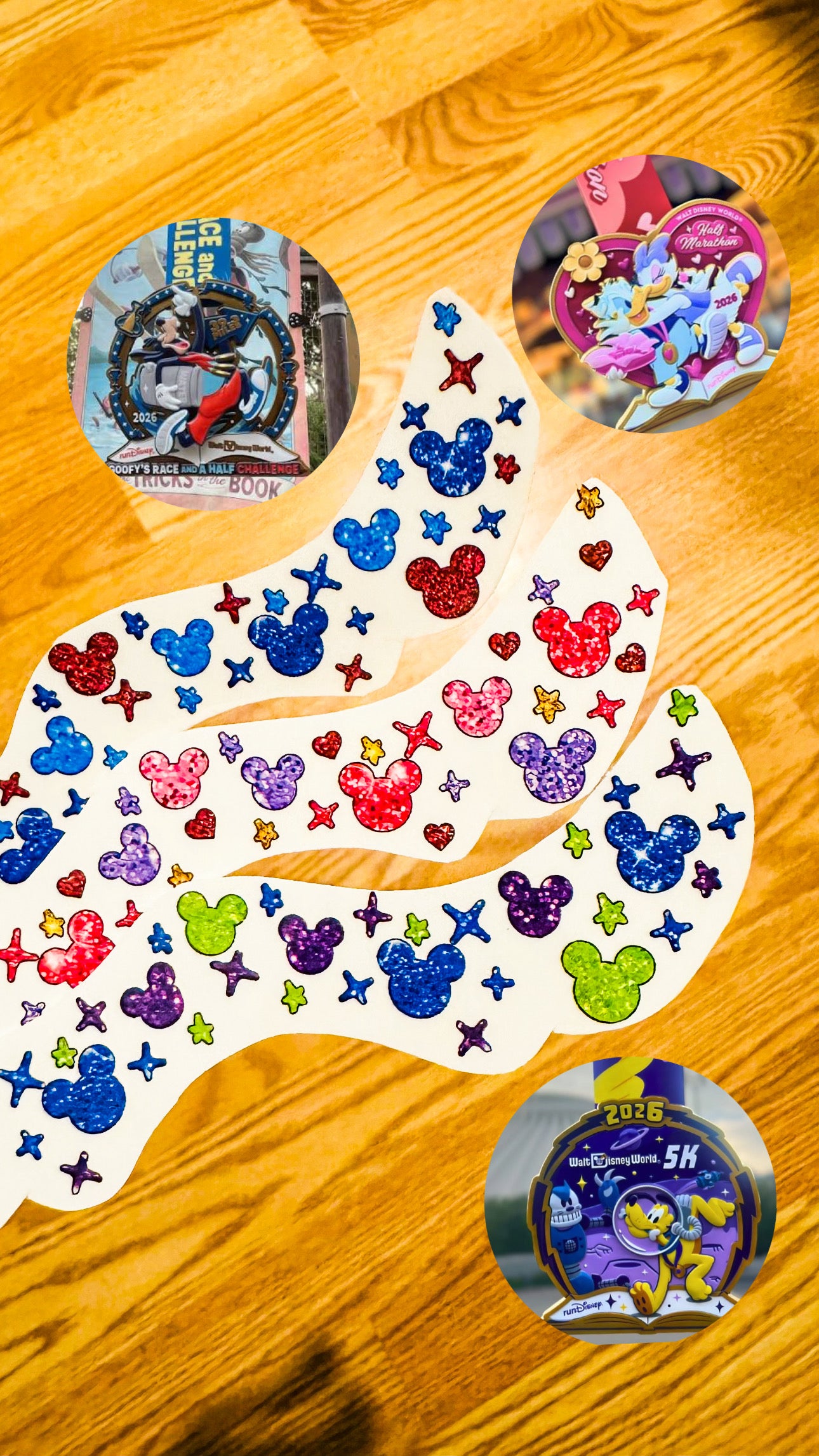 Marathon Run FAUX GLITTER Mouse Temporary Tattoos