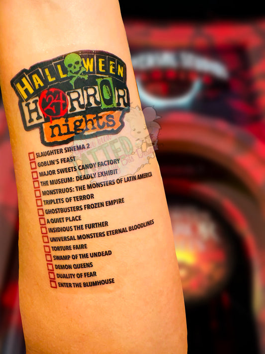 Halloween Horror Checklist Temporary Tattoo