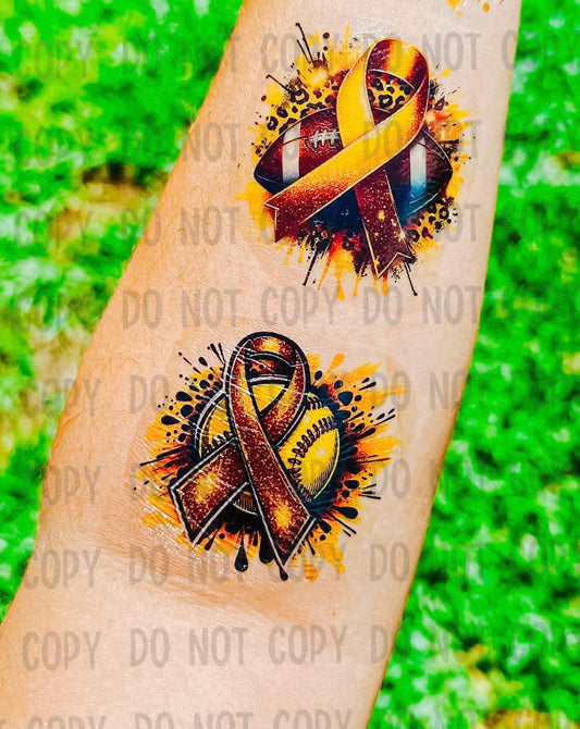 Sports Childhood Cancer Awareness Tattoos - Sheet of 35