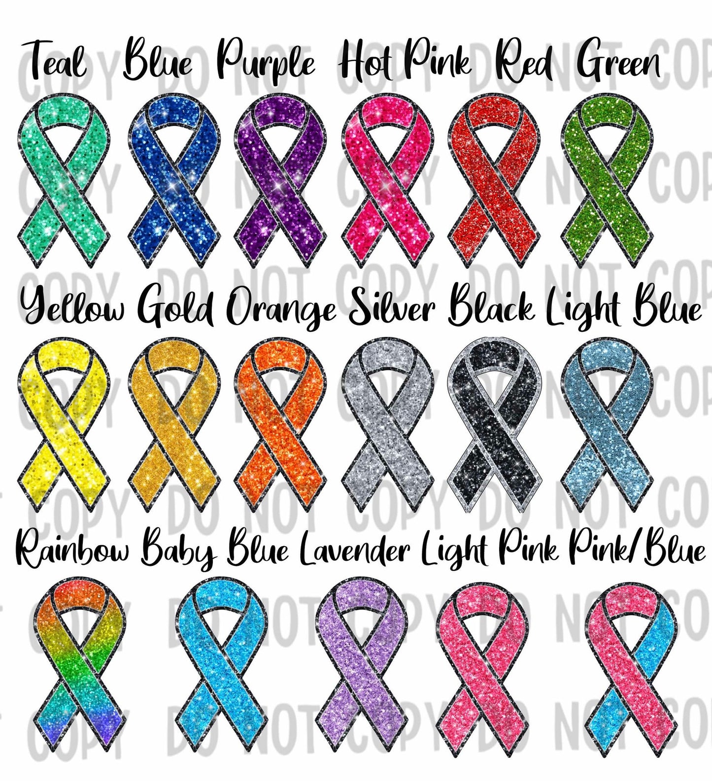 Mascot Awareness Ribbon Tattoos - Sheet of 35