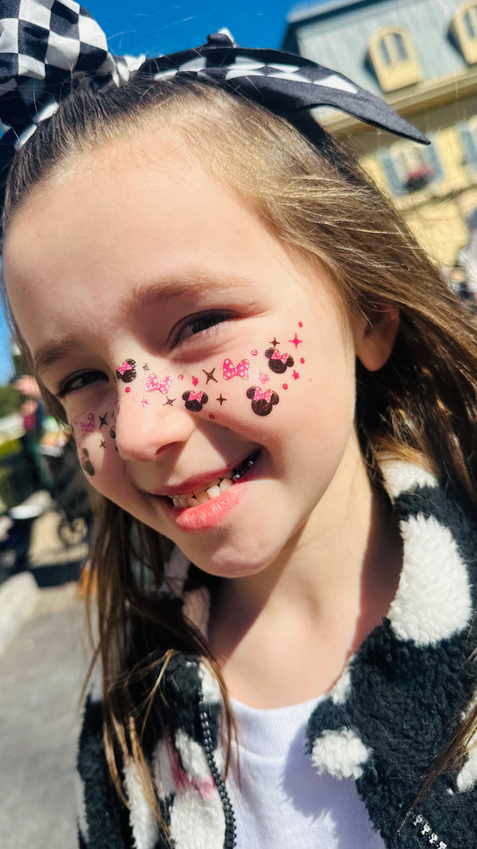 Pink Miss Mouse Park Bound Freckle Temporary Tattoos - Itty Bits Designs