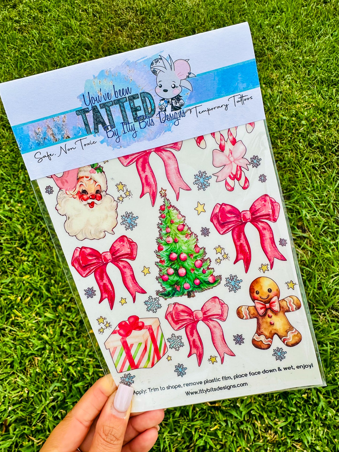 Pink Christmas Bows Tattoo Pack