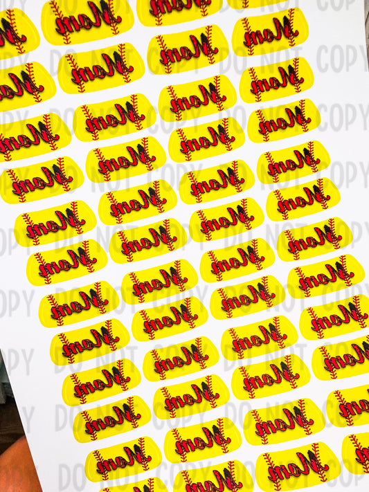 MOM Softball Eyeblack Tattoos - Sheet of 24 Sets