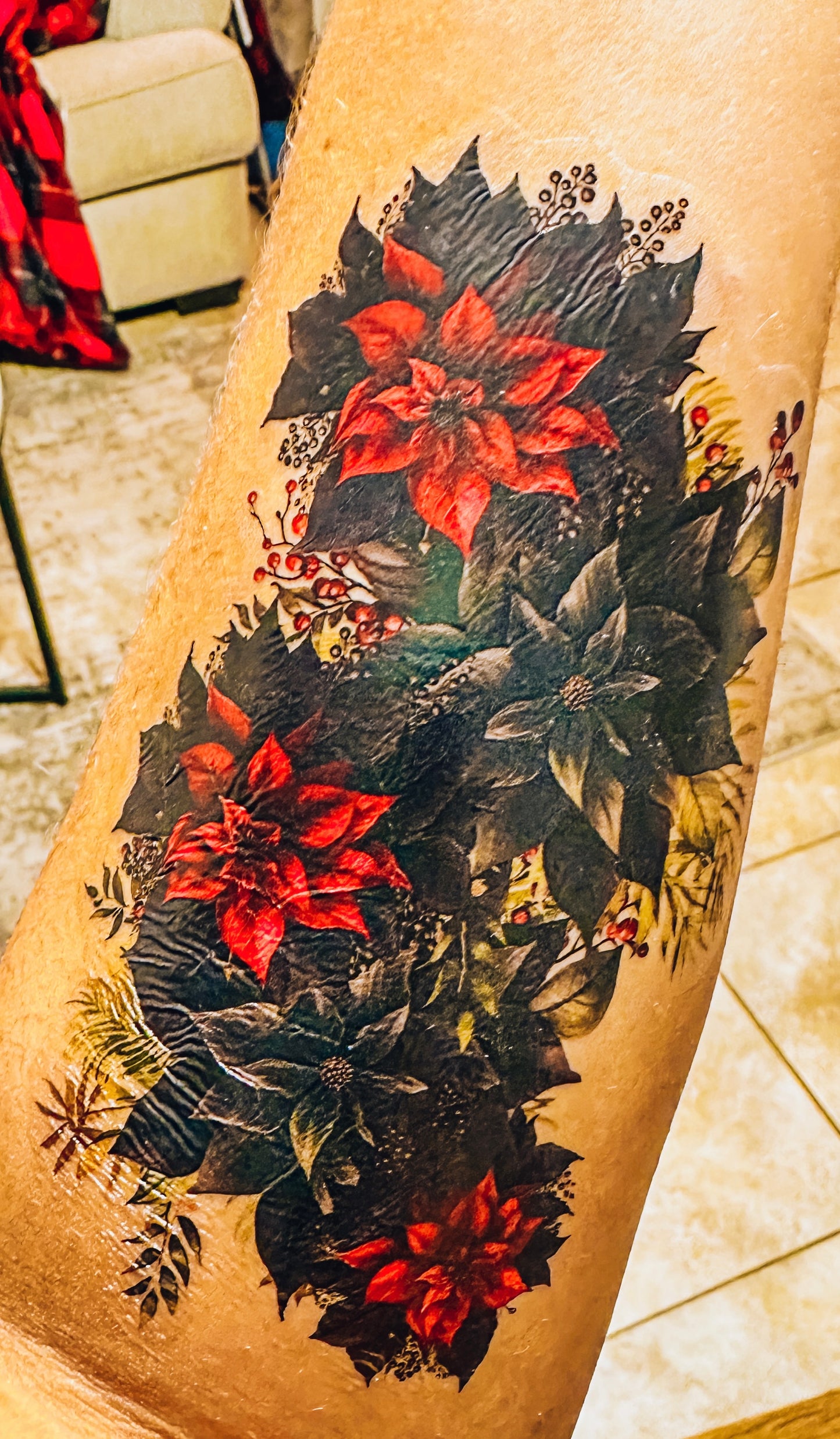 Dark Christmas Florals Half Sleeve tattoo