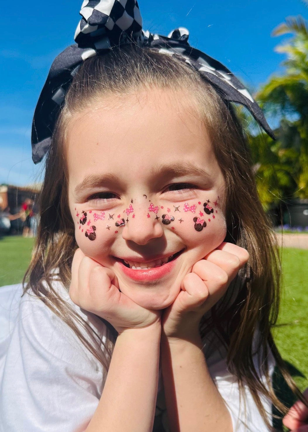 Pink Bow Face Freckle Temporary Tattoos