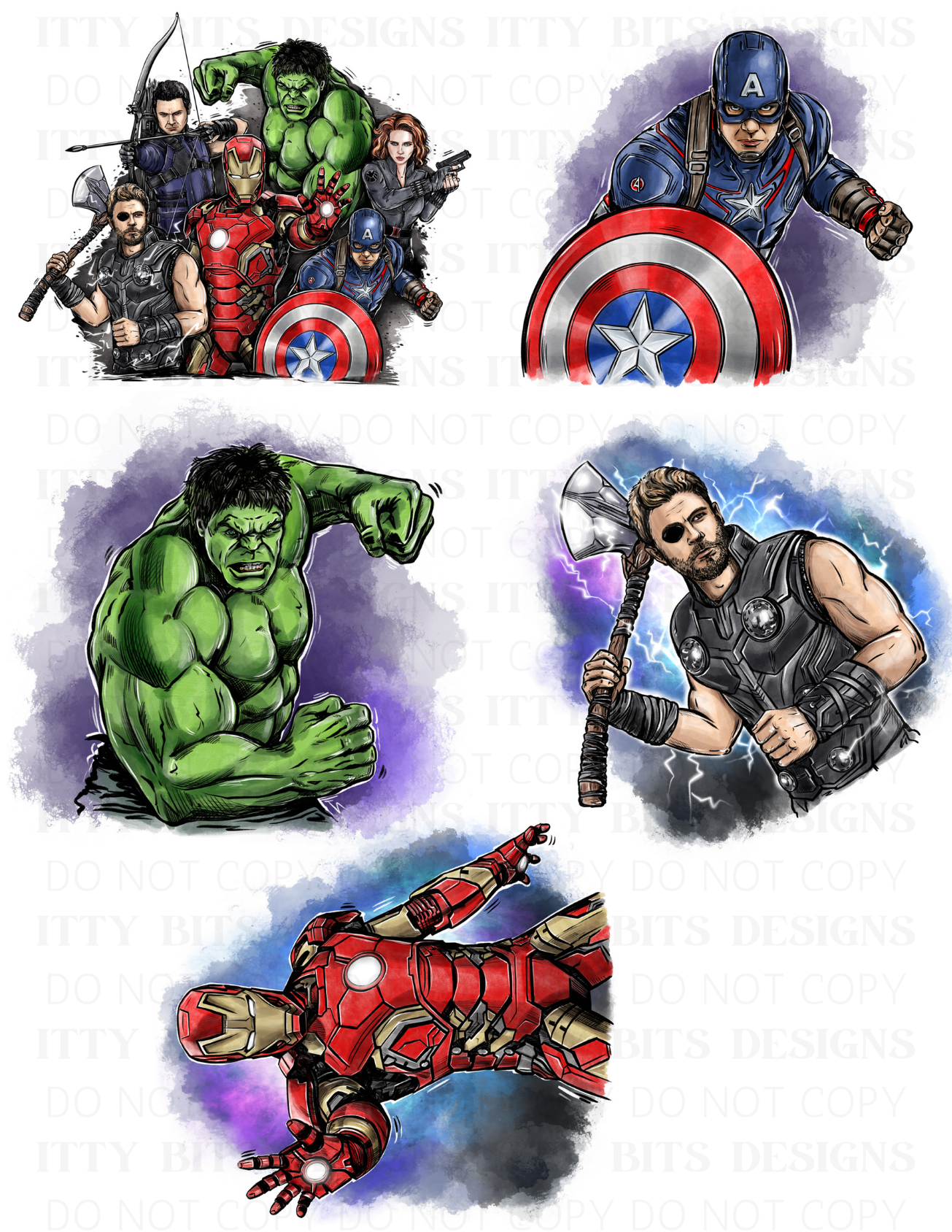 Themed 5 Piece Tattoo Set