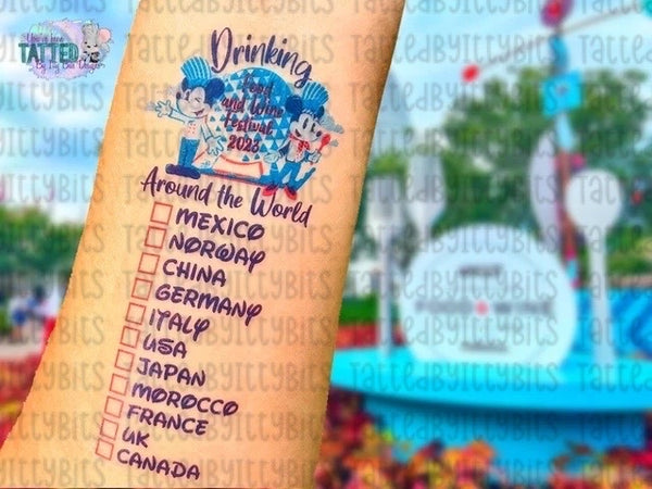 Food & Wine 2023 Drinking Around the World Temporary Tattoo