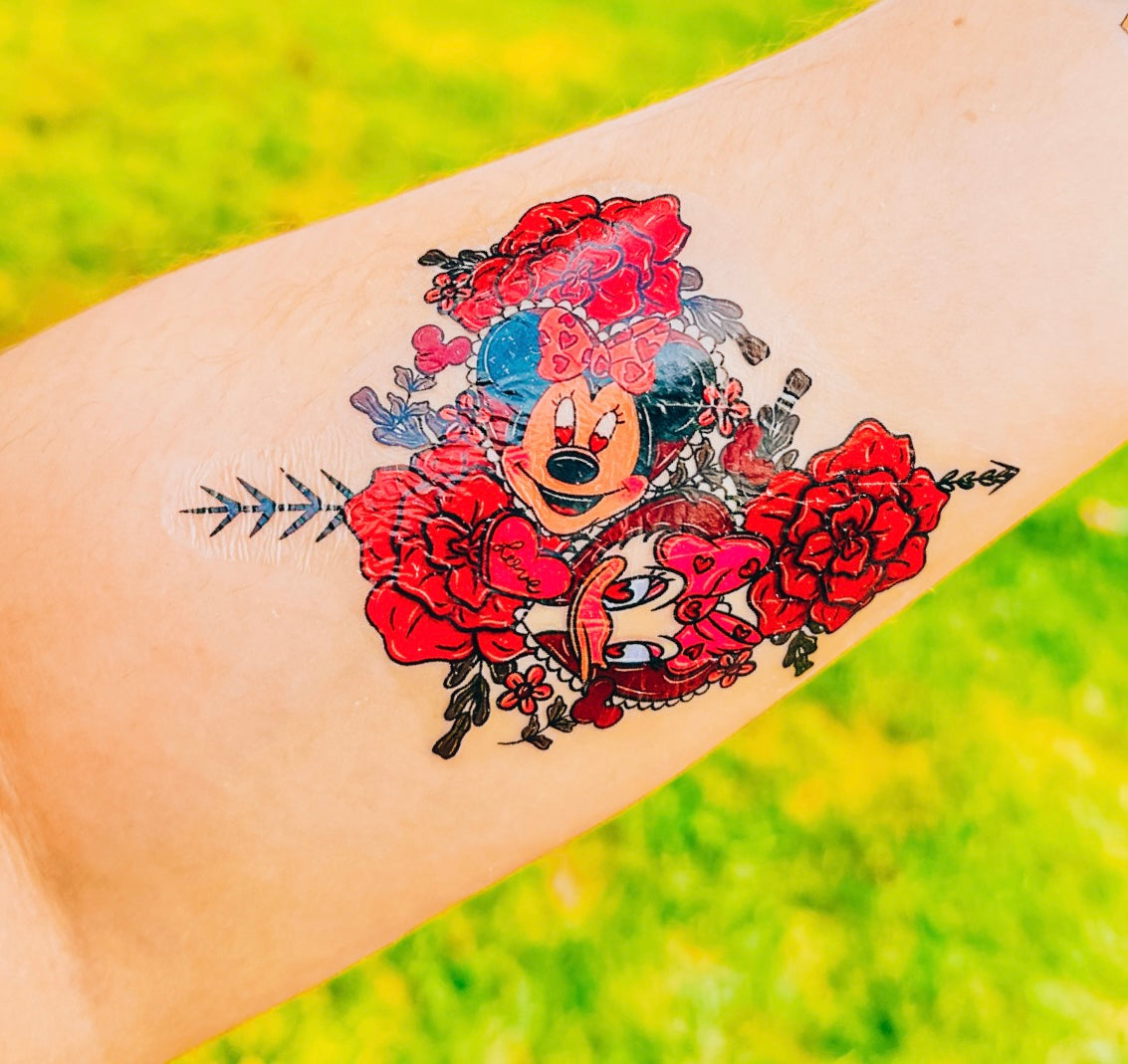 Minnie & Daisy Valentine Temporary Tattoo